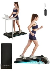 Welmotive Treadmill with Auto Incline Walking Pad Underdesk for Home Office Potable Compact Running Machine Jogging Caminadora para Casa Up to 13% 6 Levels with Remote Control Indoor Fitness Black
