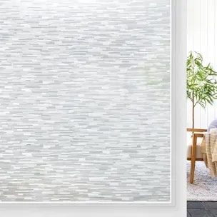 Haton Window Privacy Film, Frosted Glass Window Film, Static Cling UV Blocking Removable Window Clings, Opaque Window Stickers, Vinyl Window Coverings for Home Office, Non Adhesive 29.5 x 78.7 Inches