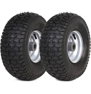ar-pro (2 pack) 15 x 6.00-6 lawn mower tire and wheel set - 15x6-6 front tires with rim assemblies (4 ply), 3" offset hub and 3/4" bushings - compatible with john deere riding mower, lawn tractor