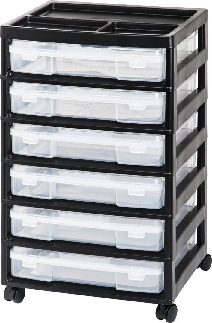 6-Case Scrapbook Cart, Black - Top Corner Broken