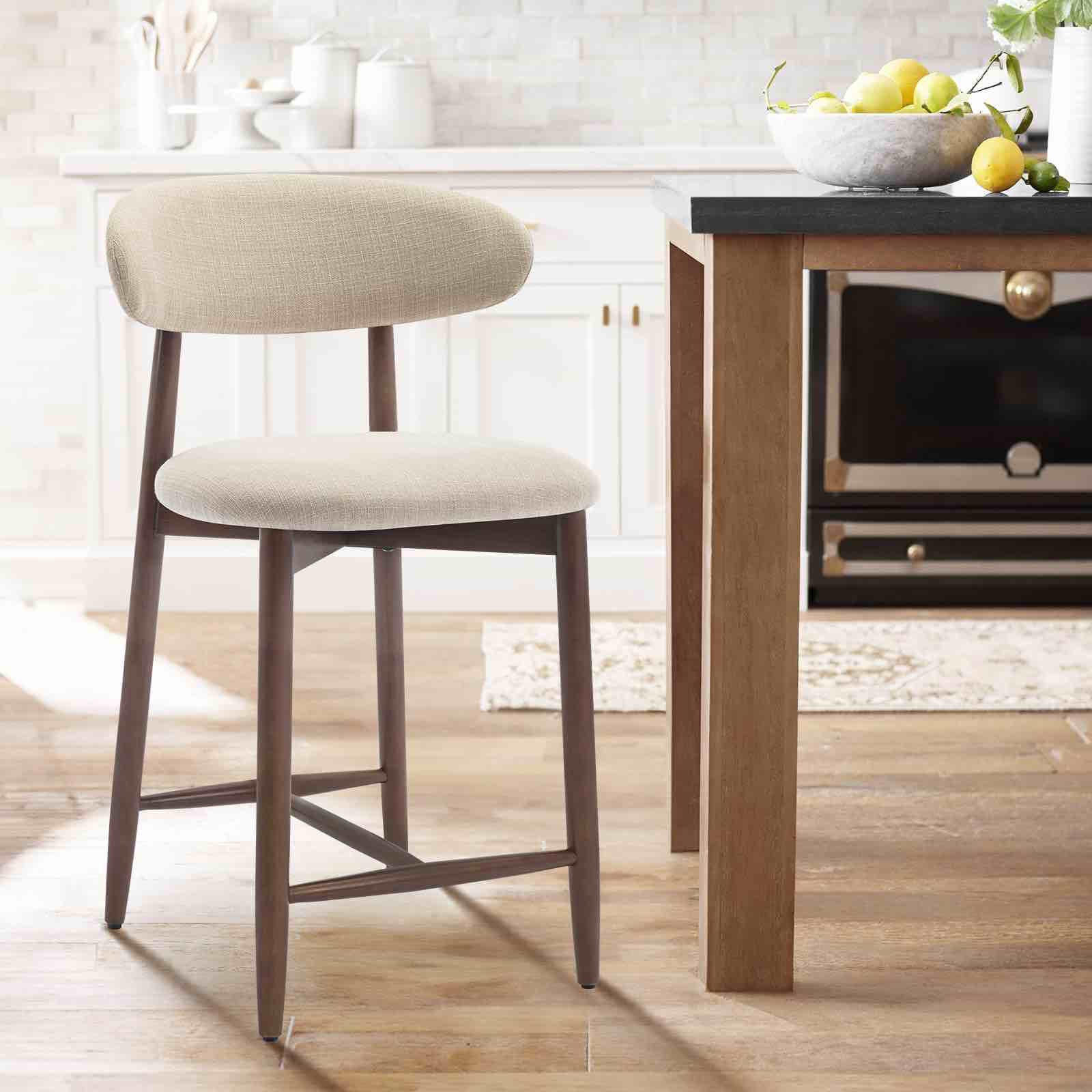 Upholstered 25'' Counter Stool with Solid Wood Frame