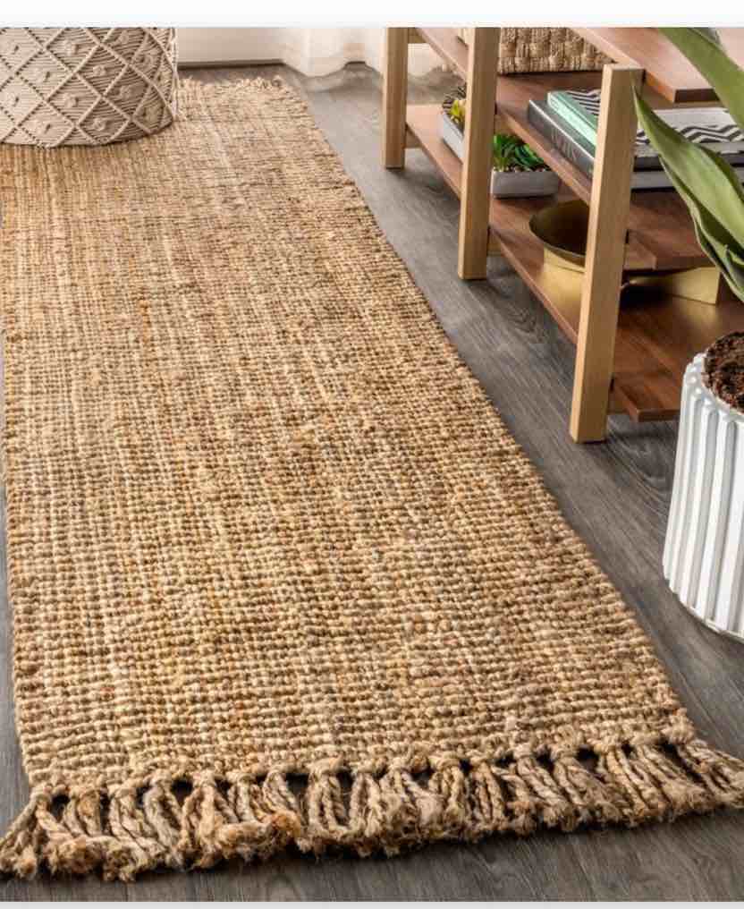 Pata Hand Woven Chunky Jute with Fringe Natural 2 ft. x 8 ft. Runner Rug