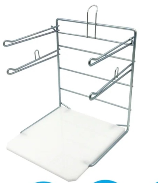 SSWBasics Plastic Grocery Bag Holder - Durable Chrome Stand for Easy Storage - Fits 11½”W x 6”D x 21”H Bags - Compact Unit 12" W x 12" L x 16" H