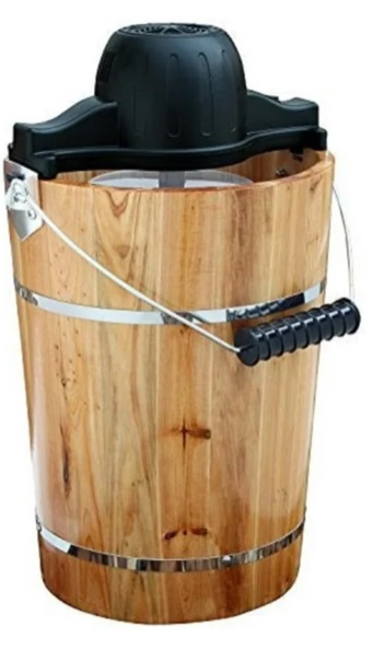 Gexandy ICM6C 6-Quart Old Fashion Ice Cream Maker,Brown ( Has a Crack shown in pictures)