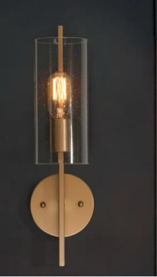 A03858 Velus Modern Gold 1-Light Seeded Glass Bathroom Vanity Light Gold 4" W x 17" H Painted 13 to 24 Inches