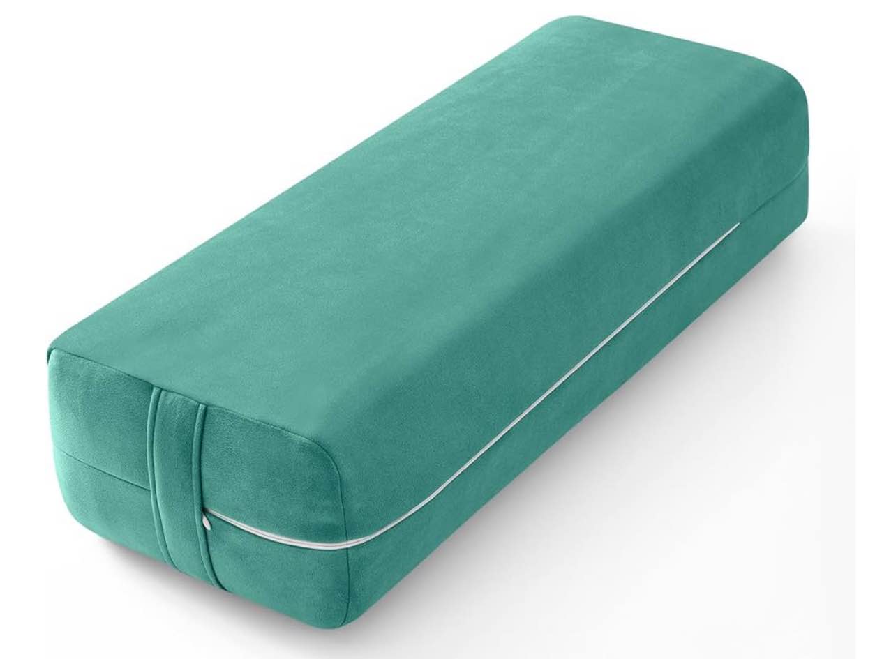 Rectangular Yoga Bolster - Meditation Pillow with Washable Suede Cover, 27"X10" X5.5"
