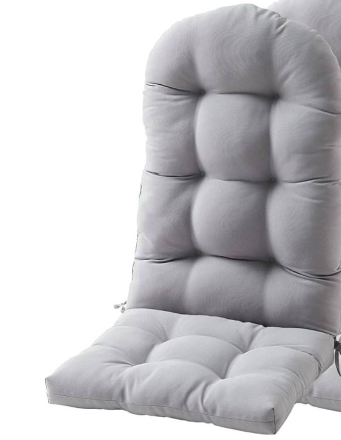 FILUXE Adirondack & Rocking Chair Cushion, High Back Patio Cushions - Waterproof Solid Tufted Pillow, Indoor/Outdoor Pads with Ties, Fade-Resistant & Seasonal All Weather Replacement