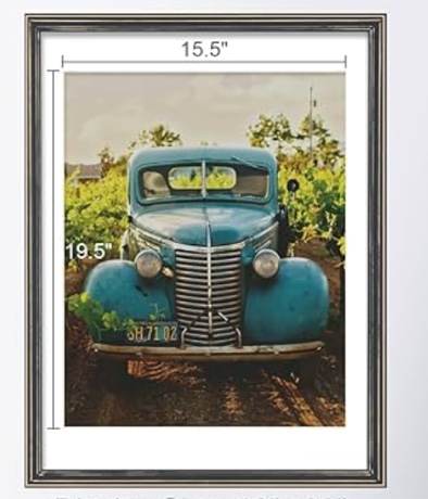 Axeman 27x40 Inch Poster Frame, Natural Solid Wood 27 x 40 Poster Frame for Wall Display, 27x40 Frame with Tempered Glass, 27x40 Picture Frame Matted to 25" x 19" Wood Frame, Black