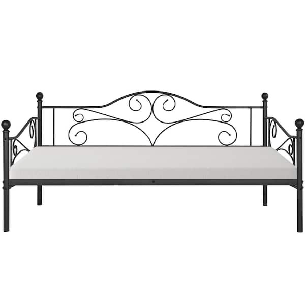 Metal Daybed Frame?Black Modern Twin Daybed Frame ?Child Bed Sofa Multifunctional Mattress Foundation?Steel Slats