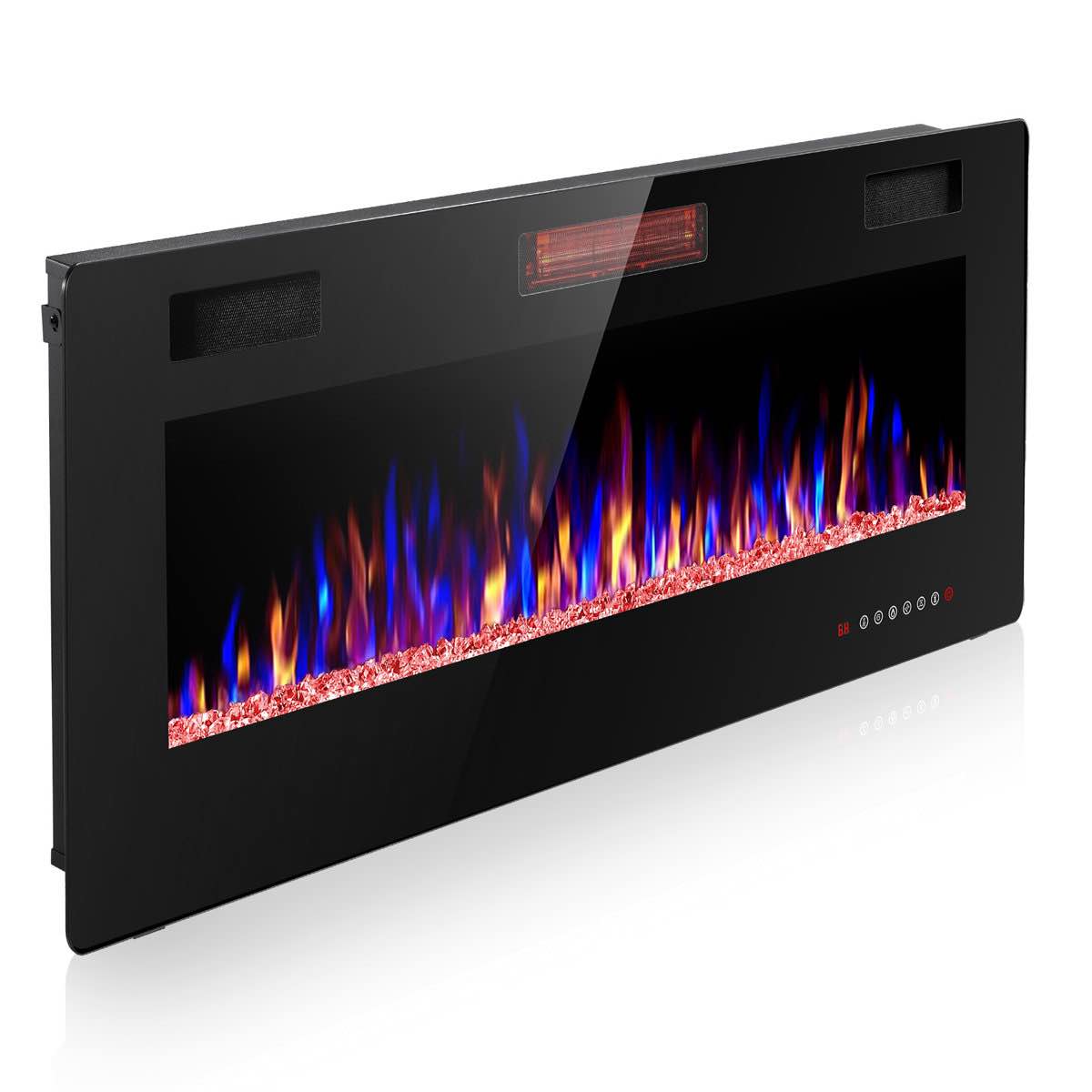 Recessed & Wall Mounted Electric Fireplace With Remote Control & Adjustable Flame