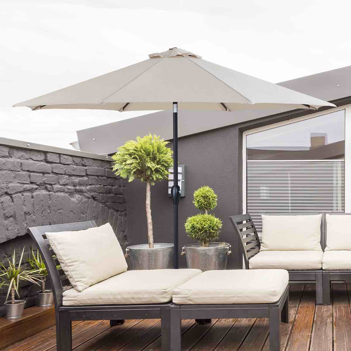 9ft Patio Umbrellas Outdoor Table Market Umbrellas with Crank and Pust Button Tilt