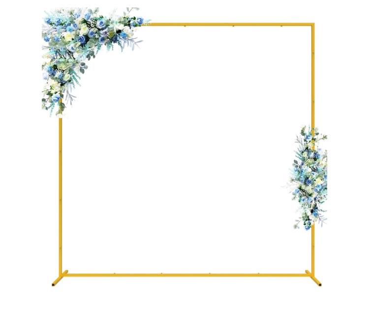 Wokceer Wedding Arch Backdrop Stand Square 6.6FTx6.6FT Gold Metal Balloon Arch Stand Garden Arbor Backdrop Frame for Wedding Birthday Party Baby Shower Photo Booth Background Decoration