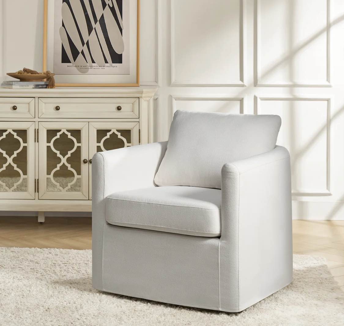 Nicha Modern Slipcovered 360-Degree Swivel Chair