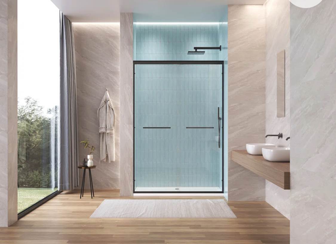 60" W X 72" H Aluminum Frame Double Sliding Shower Door With Nano-Coated Clear Tempered Glass And Dual Stainless Steel Handles XJ1-W3377P303257