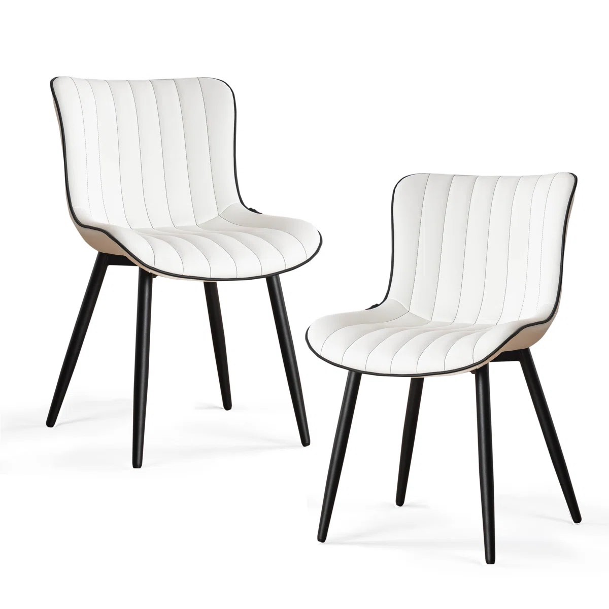 Heitger Leather Upholstered Side Chairs Modern Dining Chairs, Wingback Dining Room Chair (Set of 2)