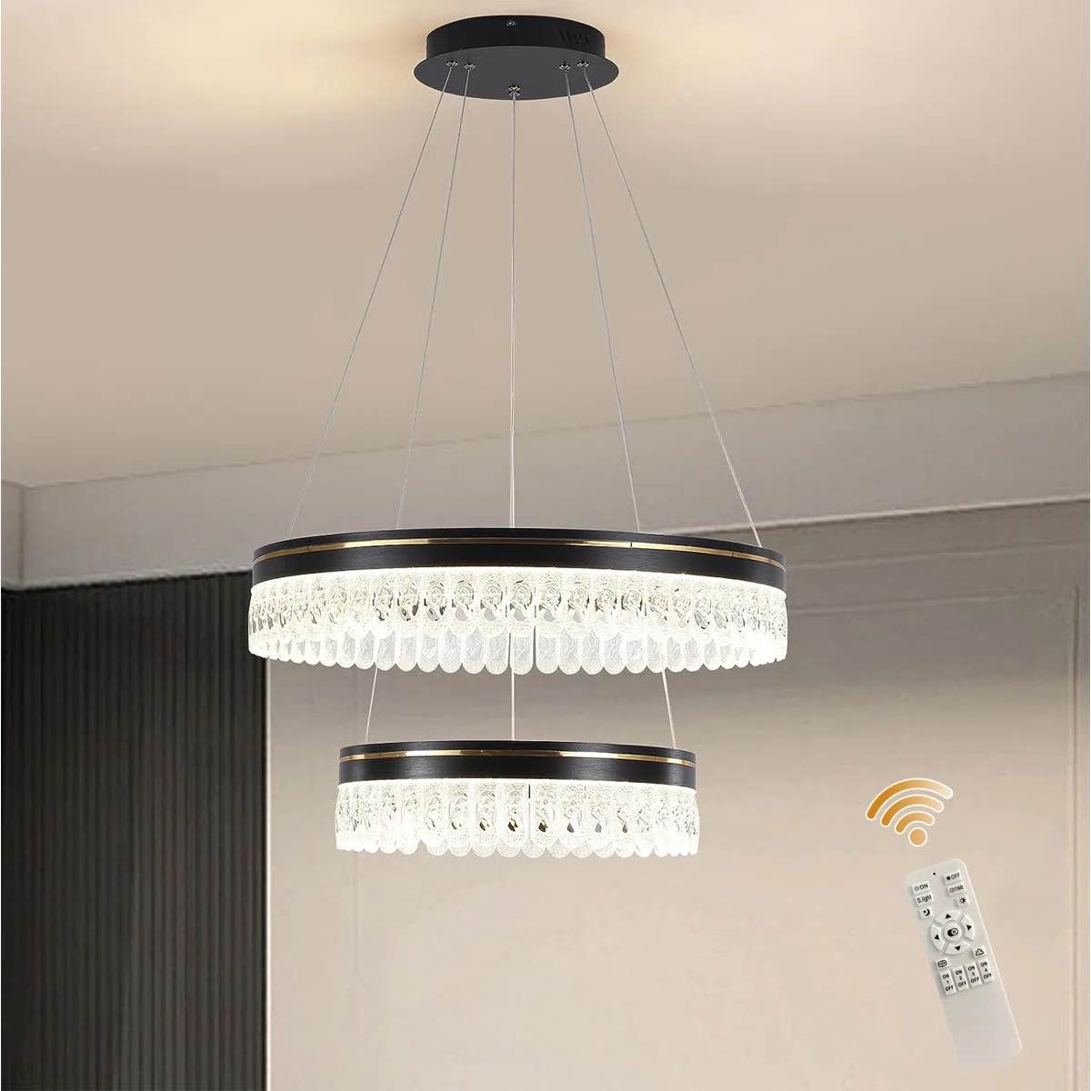 Imma 2 Rings Dimmable LED Tiered Chandelier