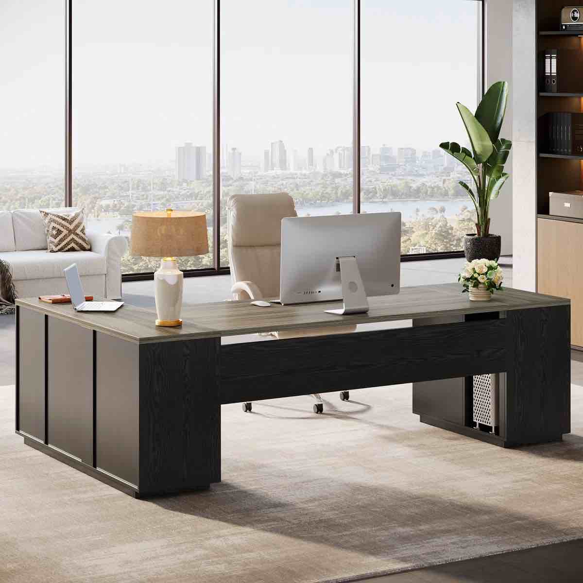 85.8" L-Shaped Executive Desk