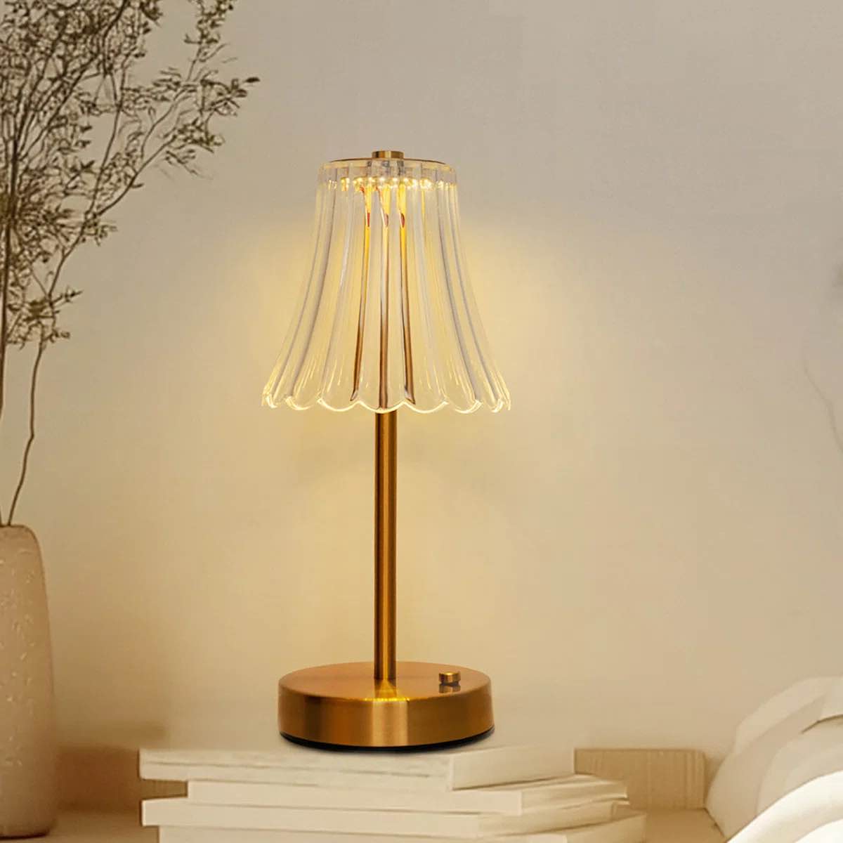 11.4'' Crystal Table Lamps Nightstand Bedside Lamp Dimmable With 3 Color Lighting(Set Of 2)