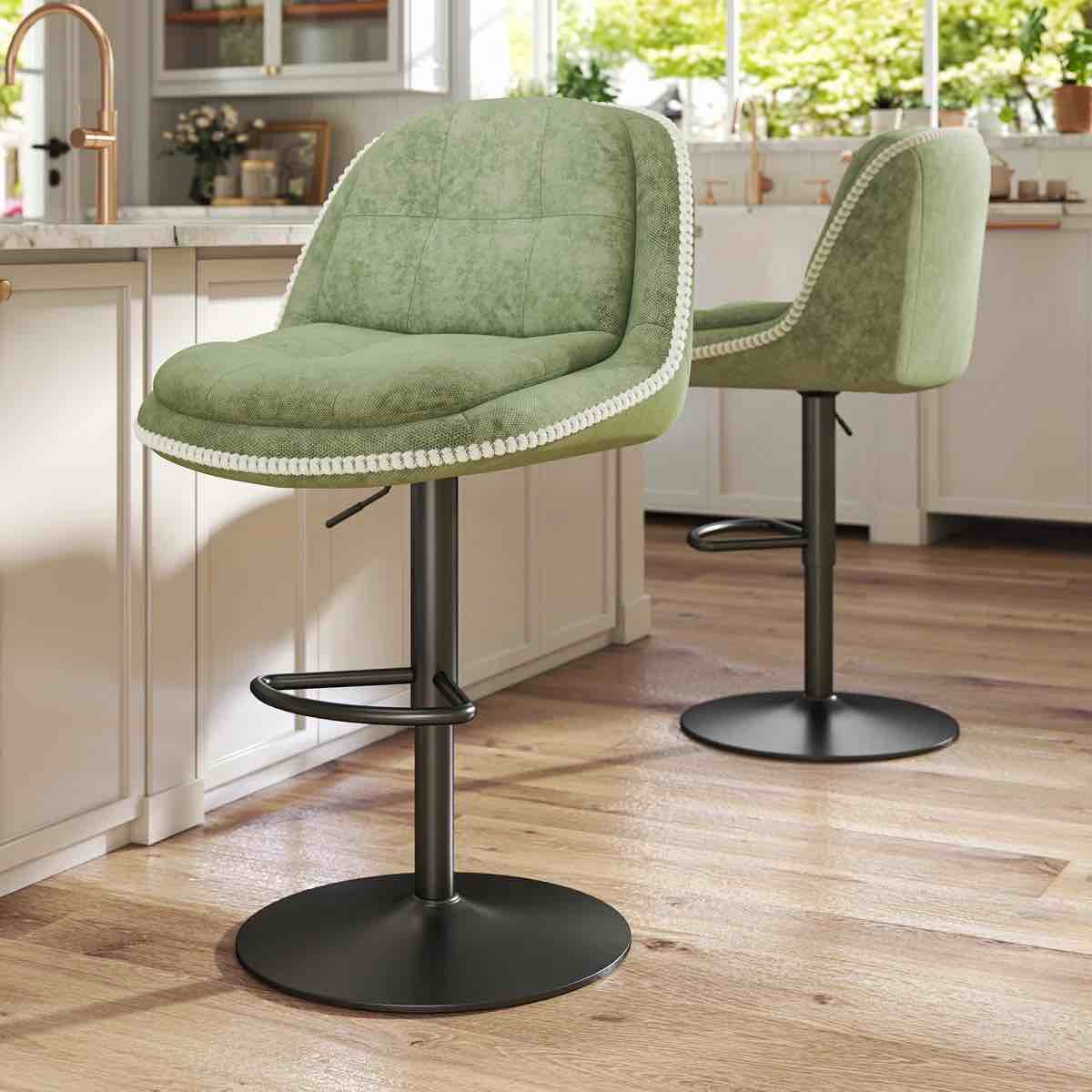 26"-34" Swivel 360° Upholstered Footrests Adjustable Height Bar Stools