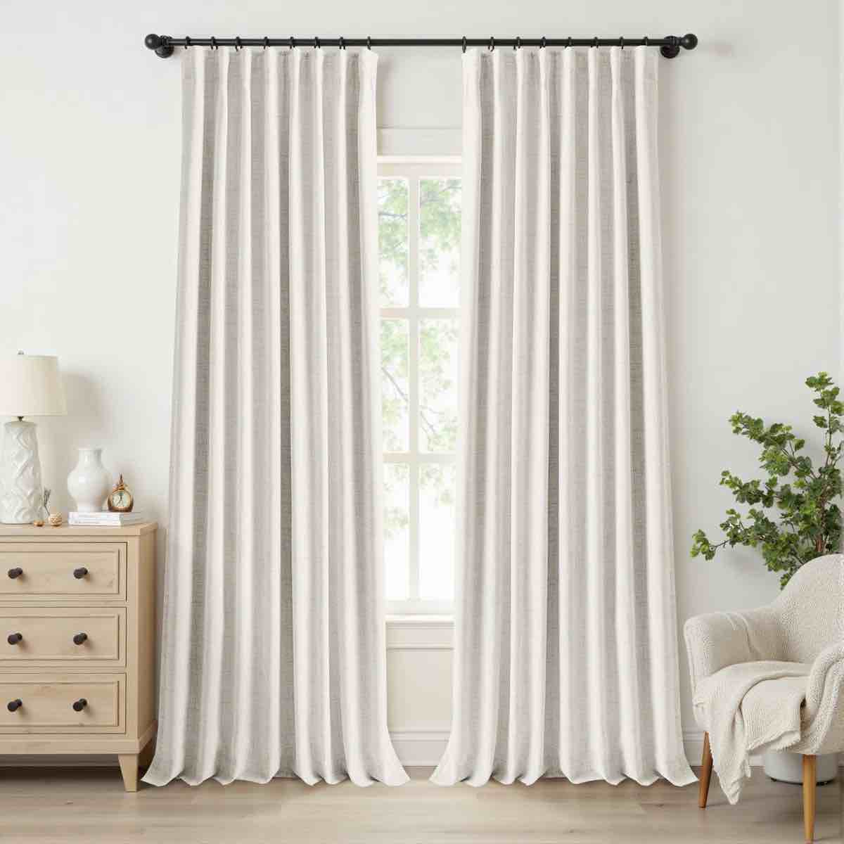 birglinde faux linen textured thermal 100% blackout curtains for bedroom living room rod pocket/ring clips