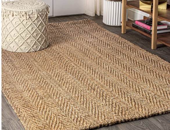JONATHAN Y NFR101A-4 Espina Hand Woven Herringbone Chunky Jute Indoor Area Rug Bohemian Farmhouse Easy Cleaning Bedroom Kitchen Living Room Non Shedding, 4 X 6, Natural Color