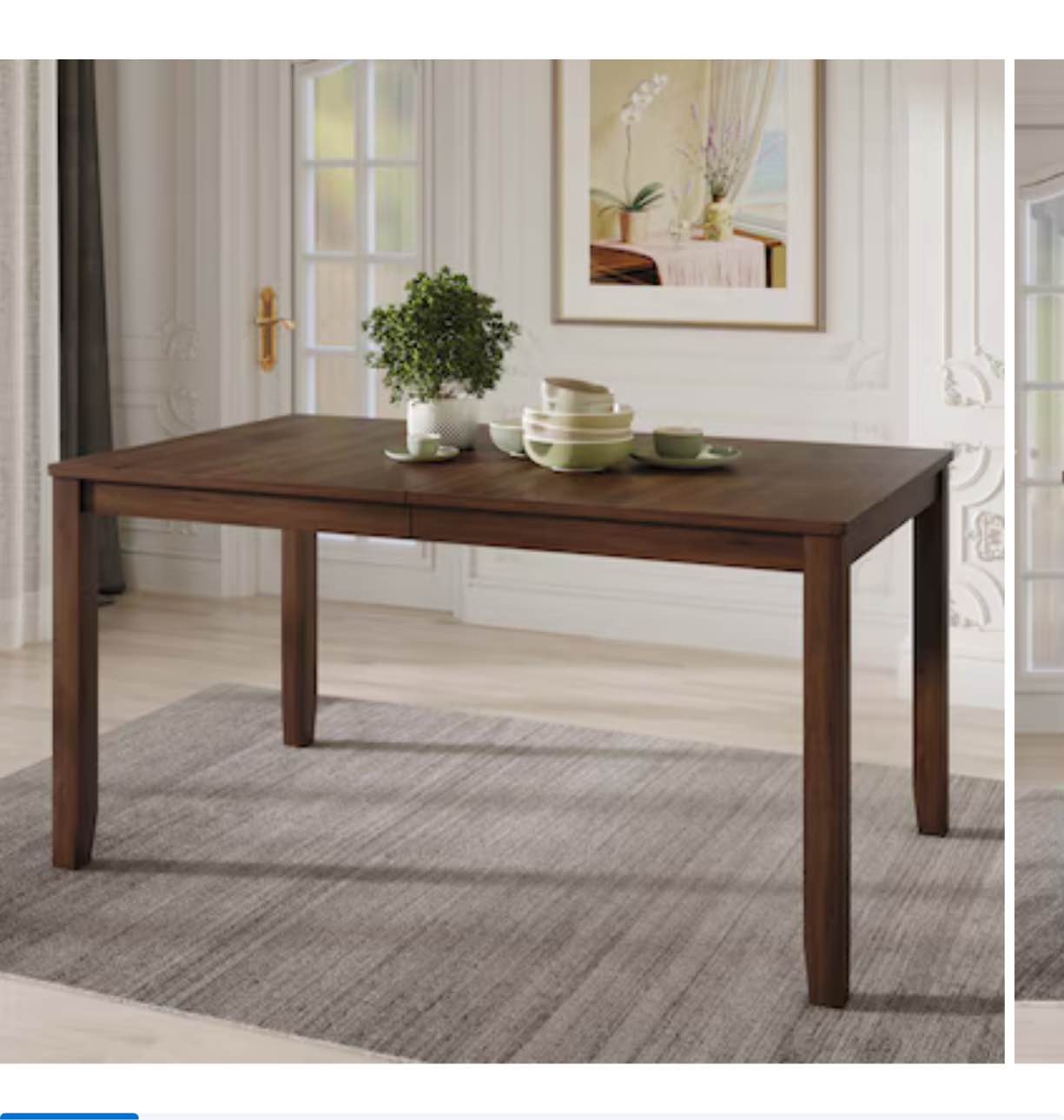 CasePiece Brown Casual Dining Table, Wood veneer with Brown Wood 59.1-in L x 30.12-in H