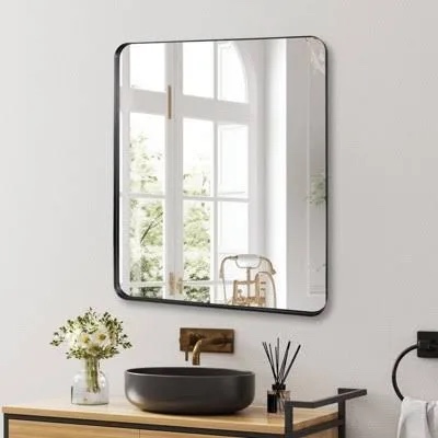 LOAAO 30X36 Inch Black Metal Framed Bathroom Mirror for Wall, Matte Black Bathroom Vanity Mirror Farmhouse, Anti-Rust, Tempered Glass, Hangs Horizontally or Vertically