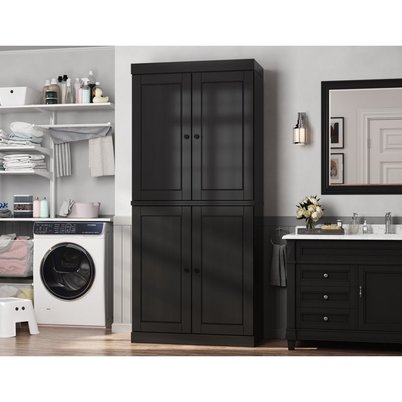 100% Solid Wood 32" Bathroom Cabinet with Solid Doors and Adjustable Shelves