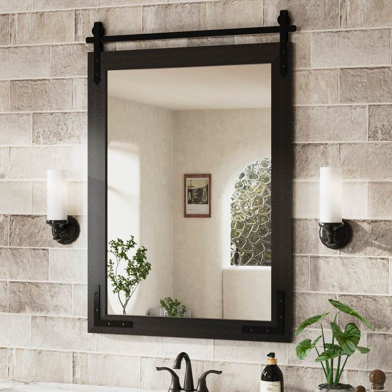 brunilda rustic farmhouse solid wood frame accent mirror decorative mirror