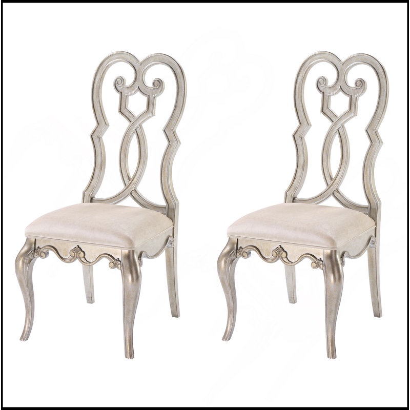 ivory and antique champagne side chairs (set of 2),dining room chair,dinning chair,kitchen chair,side chair