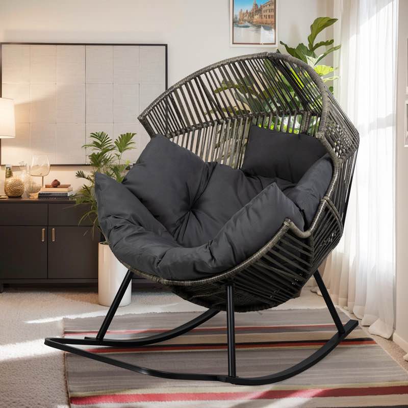 Calcedonio Egg Chair Rocker with Cushion