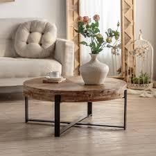 Jahaira Round Coffee Table with 2-Tier Storage Shelves