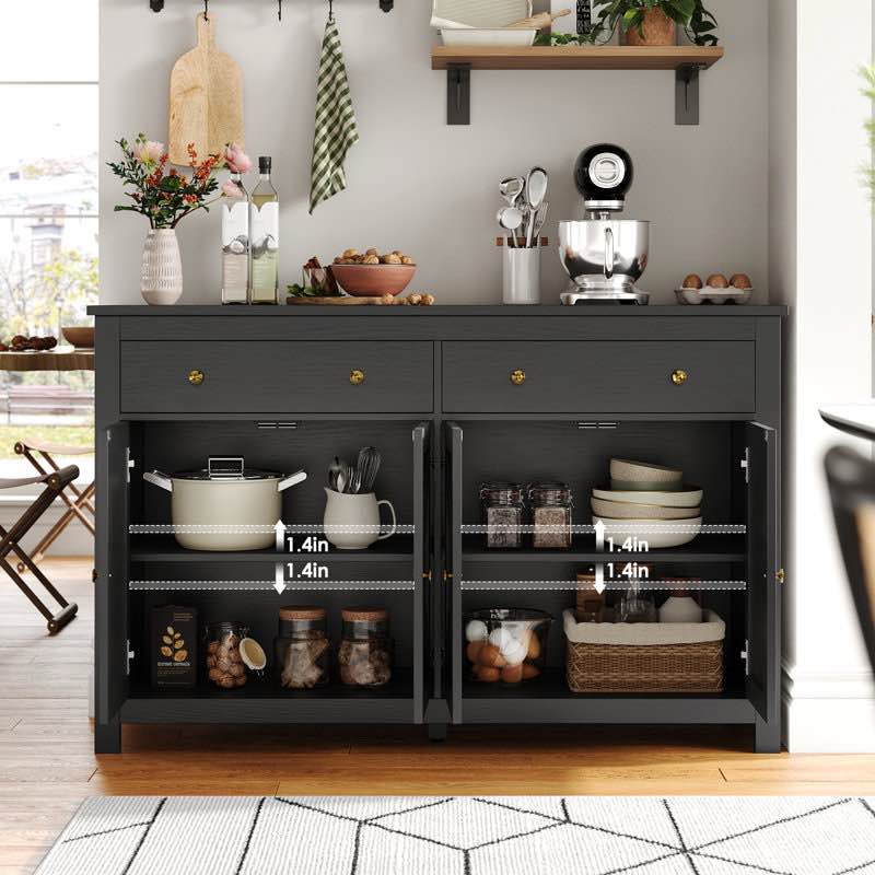 Zosia 55.1" Modern Sideboard Buffet, Credenza Storage Cabinets, Adjustable Shelves