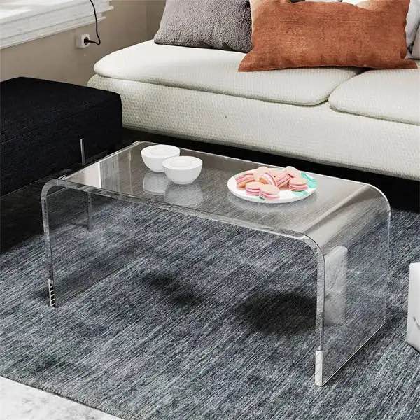 Bassheva C Shape Side Table Clear Acrylic Simple Modern End Table Suitable for Living Room