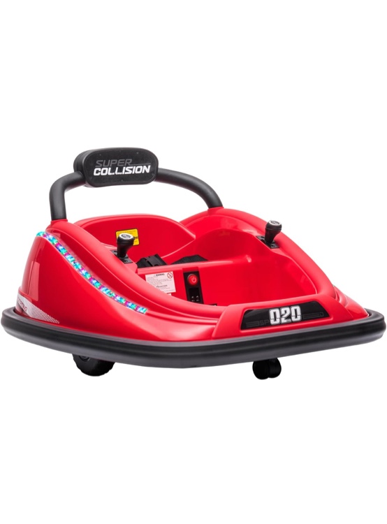 Aosom 12V Toddler Bumper Car with Remote Control, 360° Rotation Kids Electric Ride-On Toy, Twins Motor, Colorful LED Lights, 3 Songs, for Boys and Girls, Red