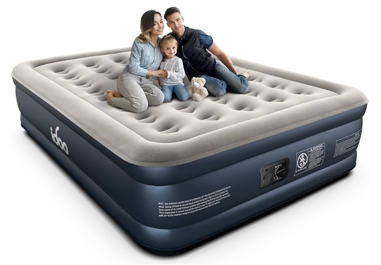 iDOO Queen Air Mattress with Built in Pump, 18 Raised Comfort Blow up Mattress, Upgraded Four Chamber Airbed, Inflatable Mattress for Guests and Home, colchon inflable, Air Bed, 650 lbs Max