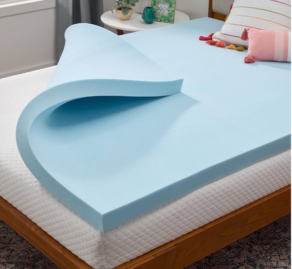 LINENSPA Memory Foam Mattress Topper - 3 Inch Gel Infused Memory Foam - Plush Feel - Cooling and Pressure Relieving - CertiPUR Certified - Dorm Room Essentials - Full Size