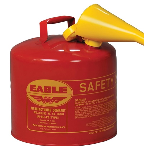Eagle Mfg Type l Safety Cans  Gas  5 gal  Red  Funnel
