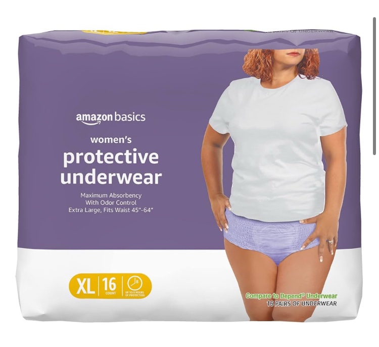 Amazon Basics Incontinence Underwear for Women, Protective, Disposable, Postpartum, Maximum Absorbency, X-Large, Lavender, 16 Count