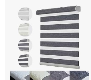 Persilux Custom Size Cordless Zebra Blinds for Windows with Jacquard Pattern Privacy Protection Roller Shades Light Filtering Sheer Window Shades for Home, Office and Door Dark Grey