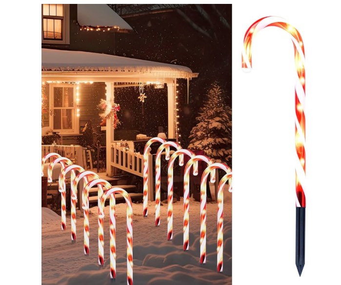 Joiedomi 28" Christmas Candy Cane Pathway Markers, Set of 12 Christmas Pathway