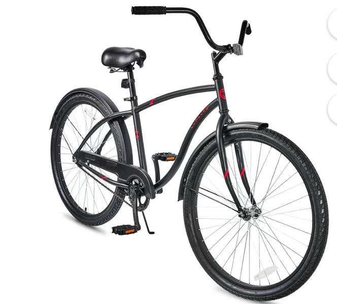 26" Concord Pacifica Cruiser Bicycle, Fits Riders 5'2" - 5'10"+, Adult, Unisex, Matte Black