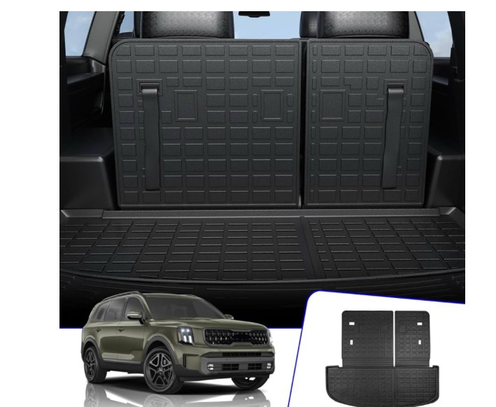 Rongtaod Cargo Mat Compatible with 2020-2025 Kia Telluride Cargo Liner Trunk Mat TPE All Weather Back Seat Cover Protector 2024 Telluride Accessories (Trunk Mat with Backrest Mat)