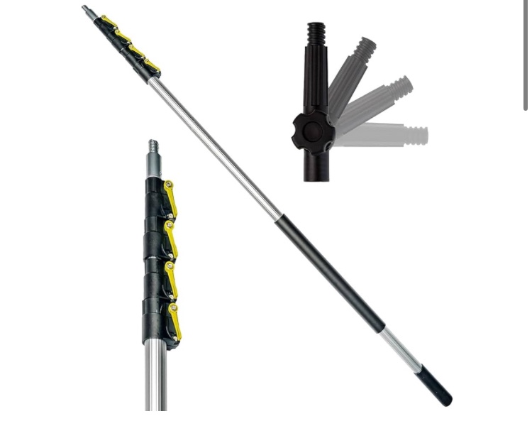 DOCAZOO DocaPole Telescoping Extension Pole, 36 ft Reach, 7 to 30 ft - Multi-Purpose: Light Bulb Changer Paint Roller Duster Pole Window Cleaning Gutter Cleaning and Hanging Lights