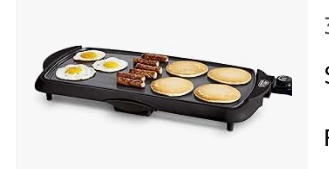 GreenLife 20" Electric Griddle, Extra Large Surface for Pancakes Eggs Fajitas, Healthy Ceramic Nonstick Coating, Stay Cool Handles, Removable Drip Tray, Temperature Control, PFAS-Free, Black