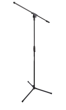 Amazon Basics Adjustable Boom Arm Height Microphone Stand with Tripod Base, Up to 85.75 Inches - Black