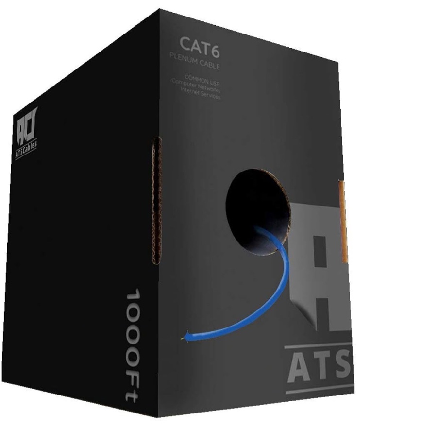 ats cables | cat6 plenum (cmp) cable 1000ft | dsx-8000 network analyzer test passed | 23awg 4pair, solid 550mhz ethernet cables 10gigabit utp, available in 9 colors (cat6 plenum cable, blue, 1000ft)