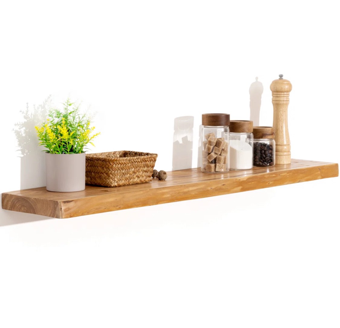Carsin Irregular Reclaimed Elm Floating Wall Shelf 24”