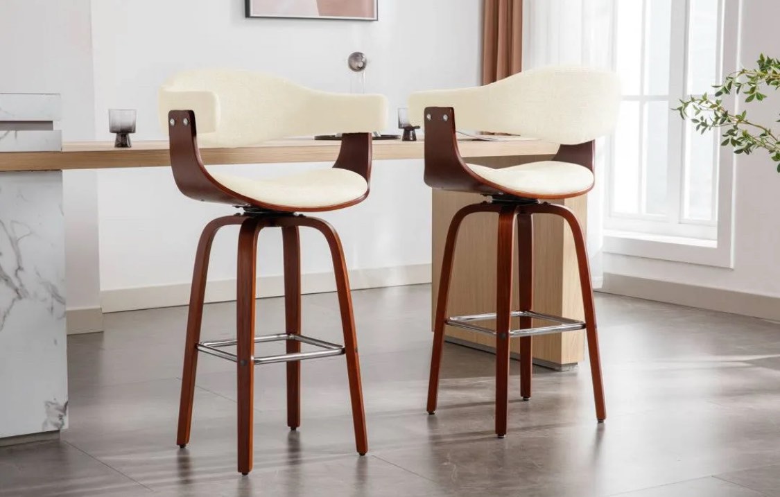 Keisha Swivel Fabric Mid-Century Stool Corrigan Studio