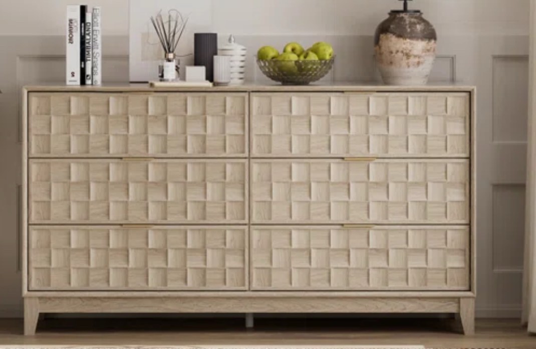 6-Drawer 55" W Double Dresser ( One in stock is Walnut color )